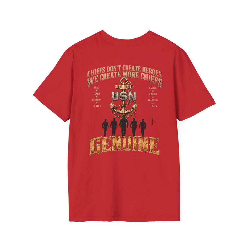 USN Chief Anchor T-Shirt — "Genuine" Navy Chiefs Veteran Tee