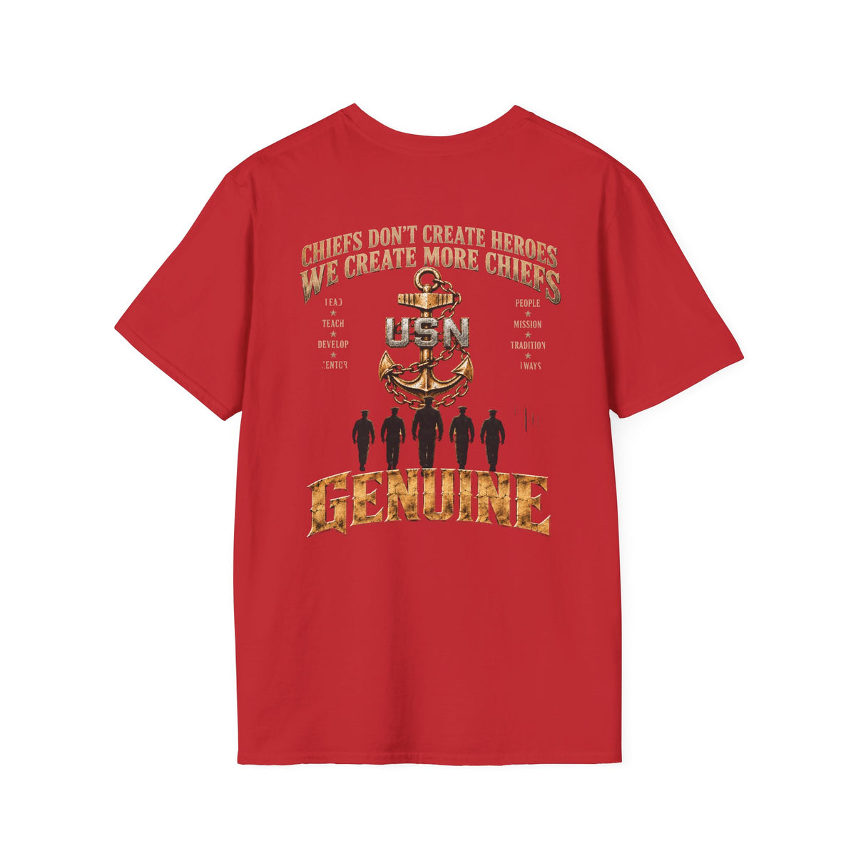 USN Chief Anchor T-Shirt — "Genuine" Navy Chiefs Veteran Tee