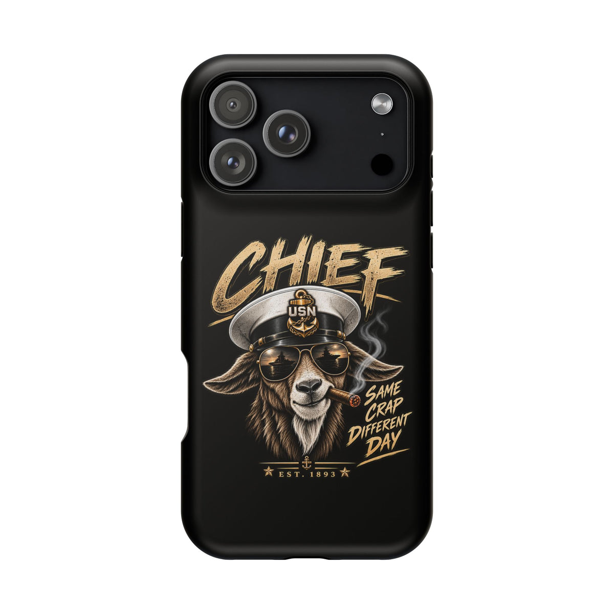 Phone Case — 'Chief' Goat Pilot Design, Magnetic Impact-Resistant Case
