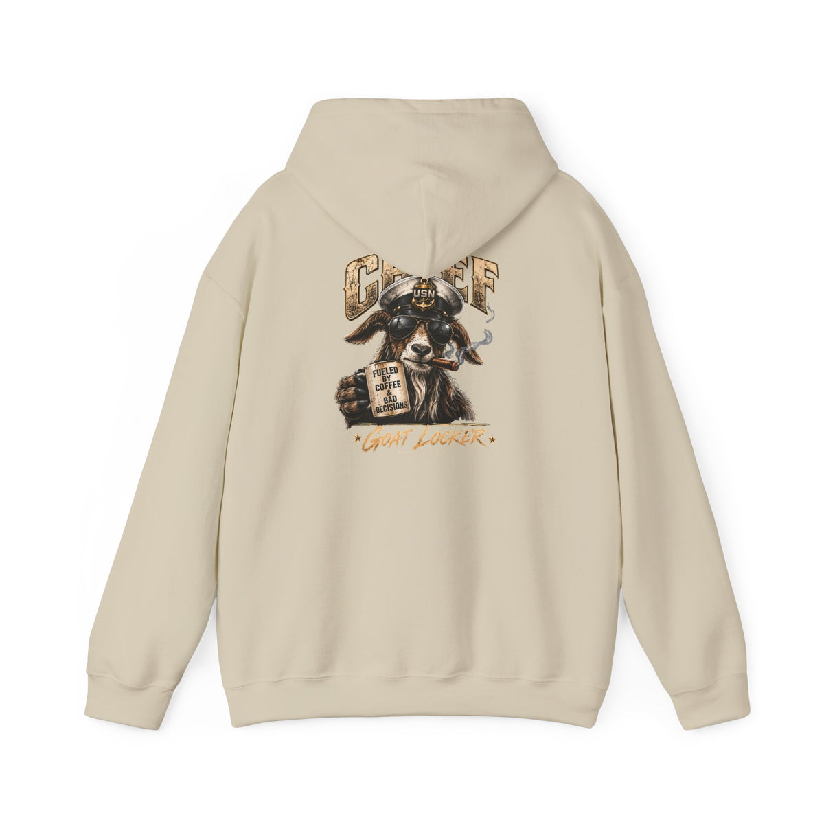 Chief Goat Locker Hoodie — Vintage Ram Skull Graphic Sweatshirt