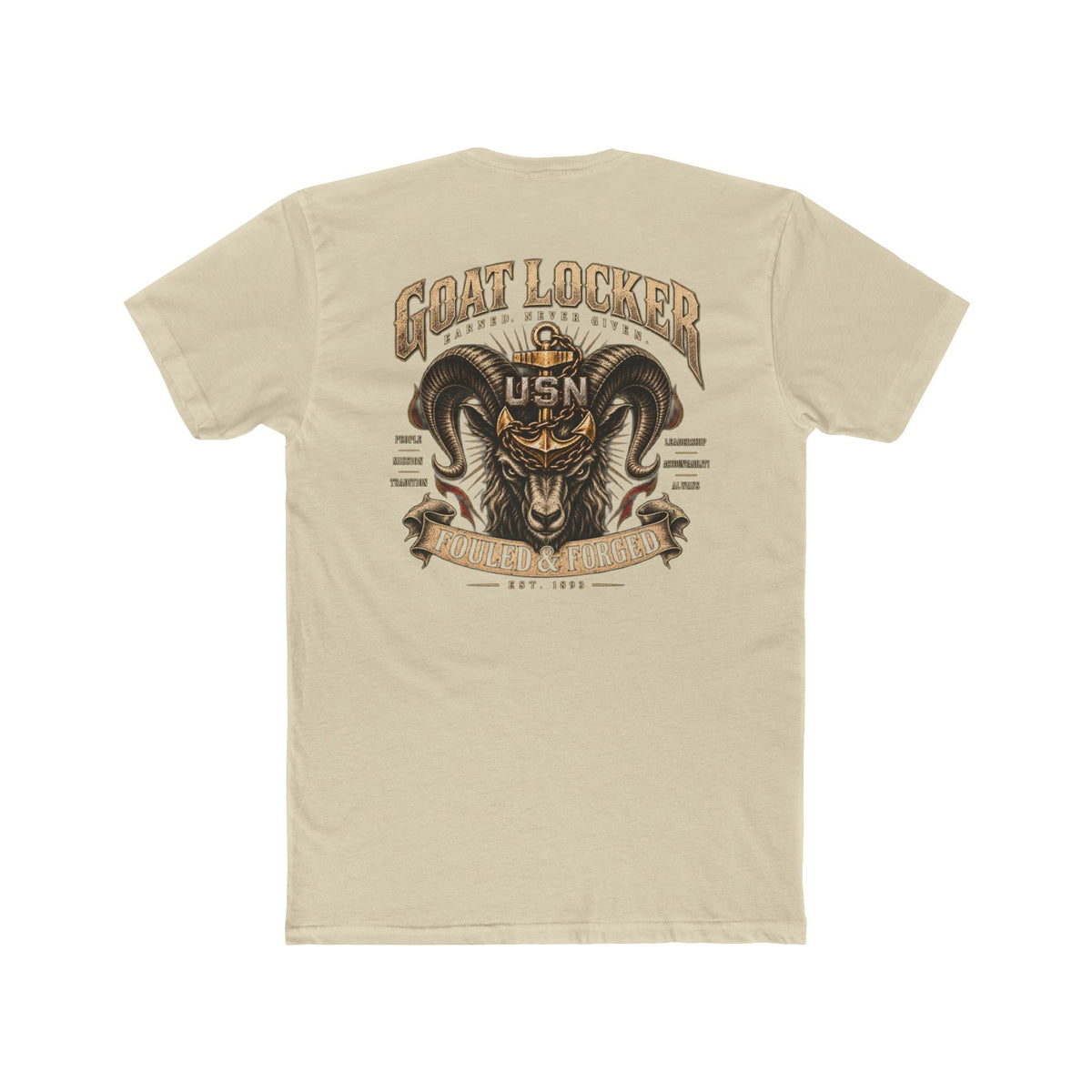 Goat Locker USN T-Shirt — Navy Devil Ram Graphic "Goat Locker" Tee