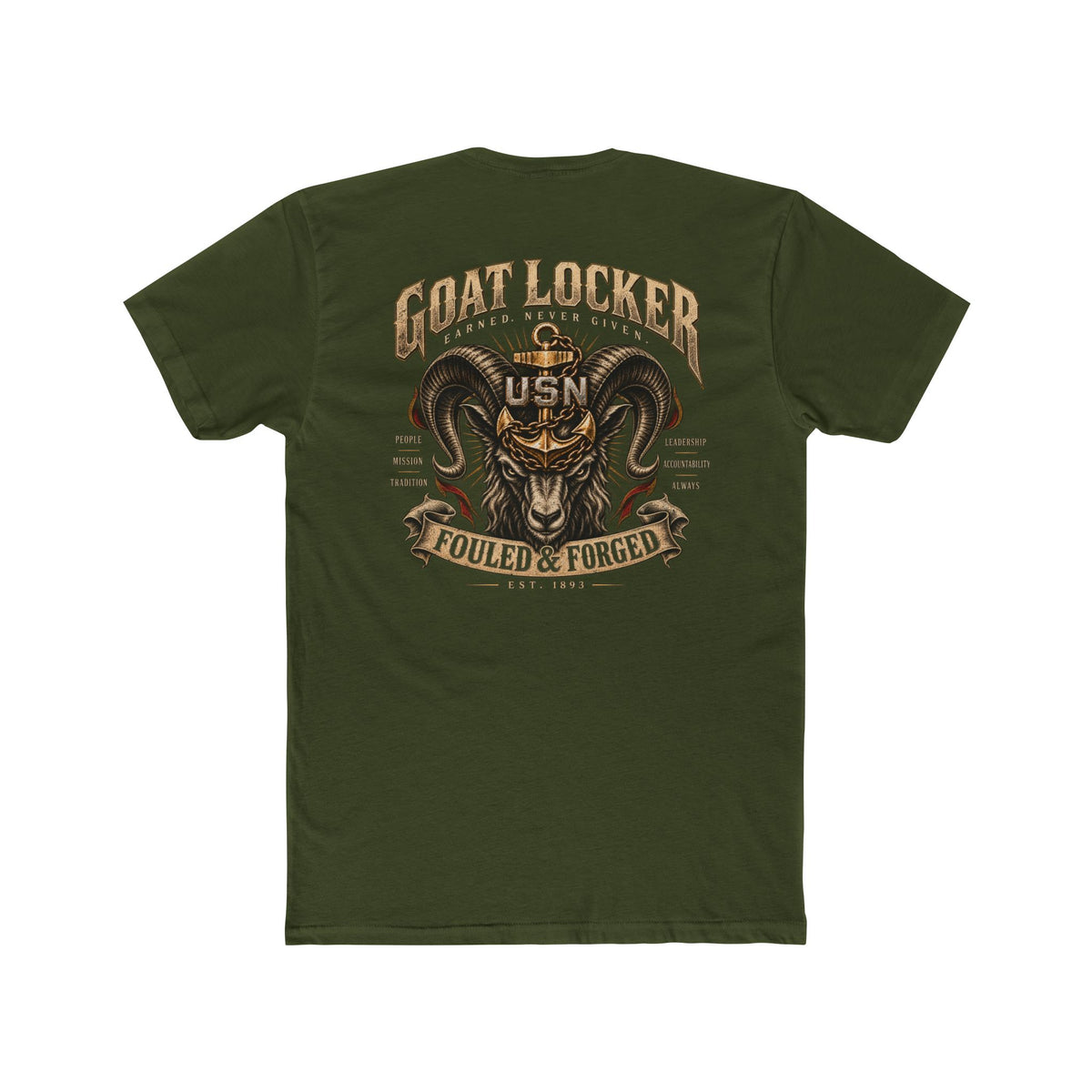 Goat Locker USN T-Shirt — Navy Devil Ram Graphic "Goat Locker" Tee