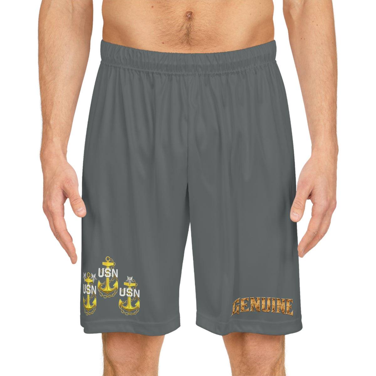 Genuine USN Anchor Basketball Shorts — Military-Inspired Athletic AOP Shorts