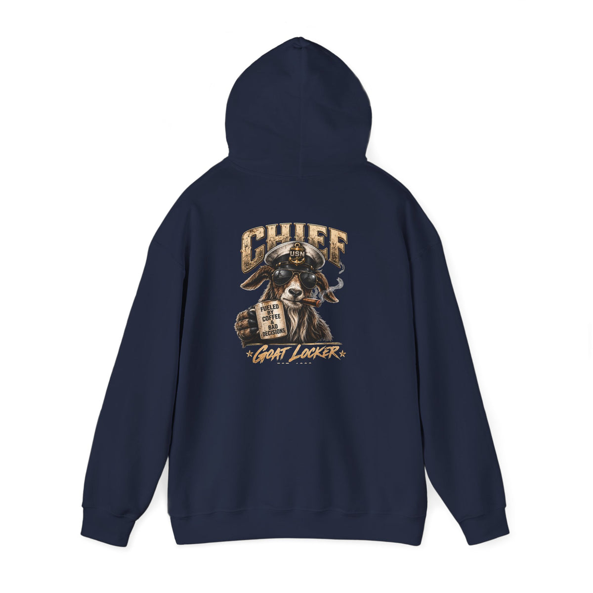 Chief Goat Locker Hoodie — Vintage Ram Skull Graphic Sweatshirt