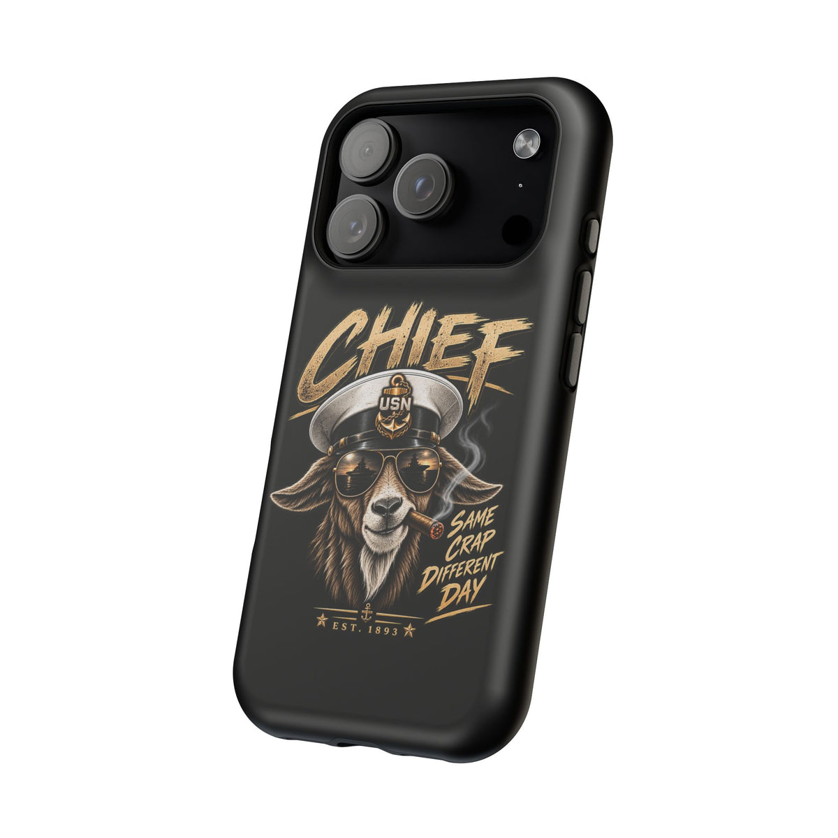 Phone Case — 'Chief' Goat Pilot Design, Magnetic Impact-Resistant Case