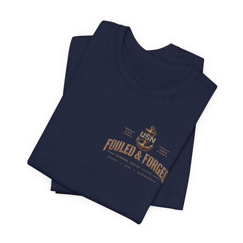 USN Chiefs T-Shirt — "Calm Seas Don't Forge Chiefs" Navy Veteran Tee