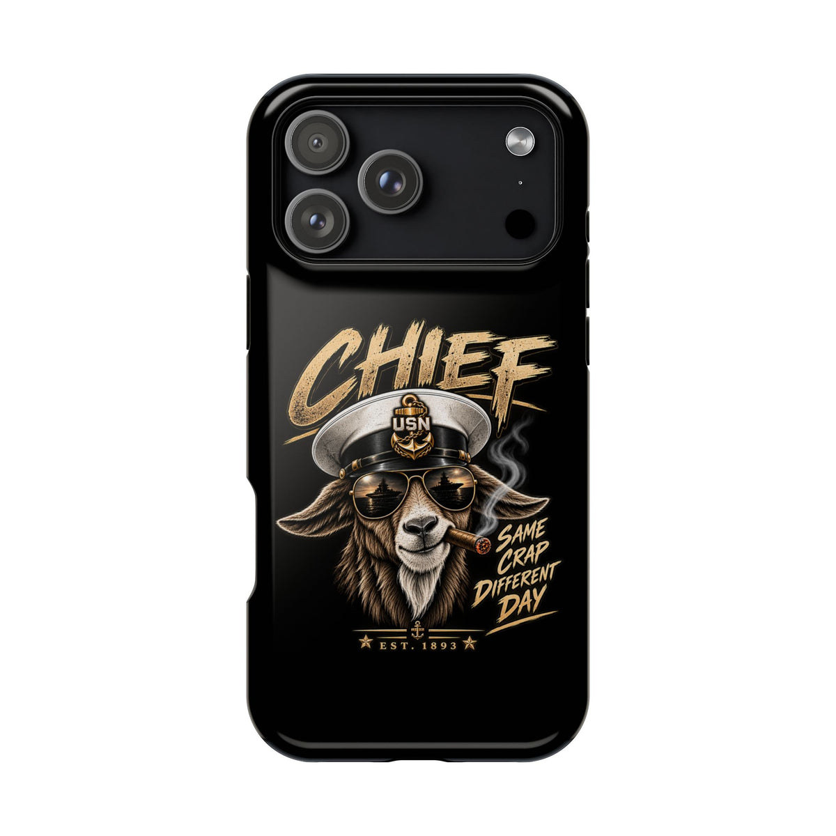 Phone Case — 'Chief' Goat Pilot Design, Magnetic Impact-Resistant Case