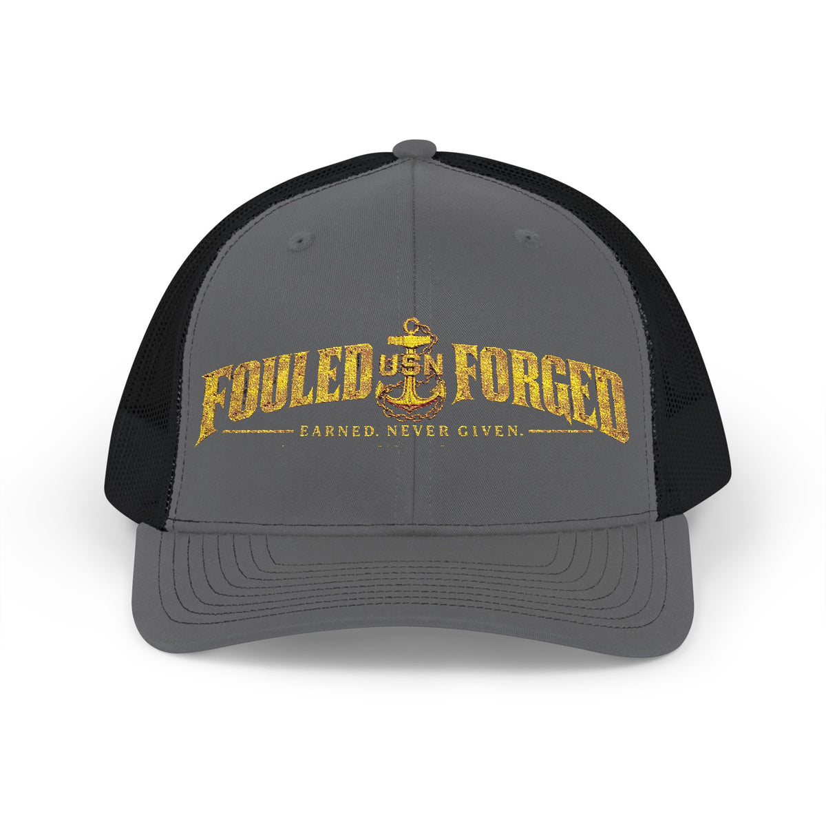 Fouled & Forged Anchor Trucker Cap — 'Faster, Never Given' Vintage Nautical Snapback