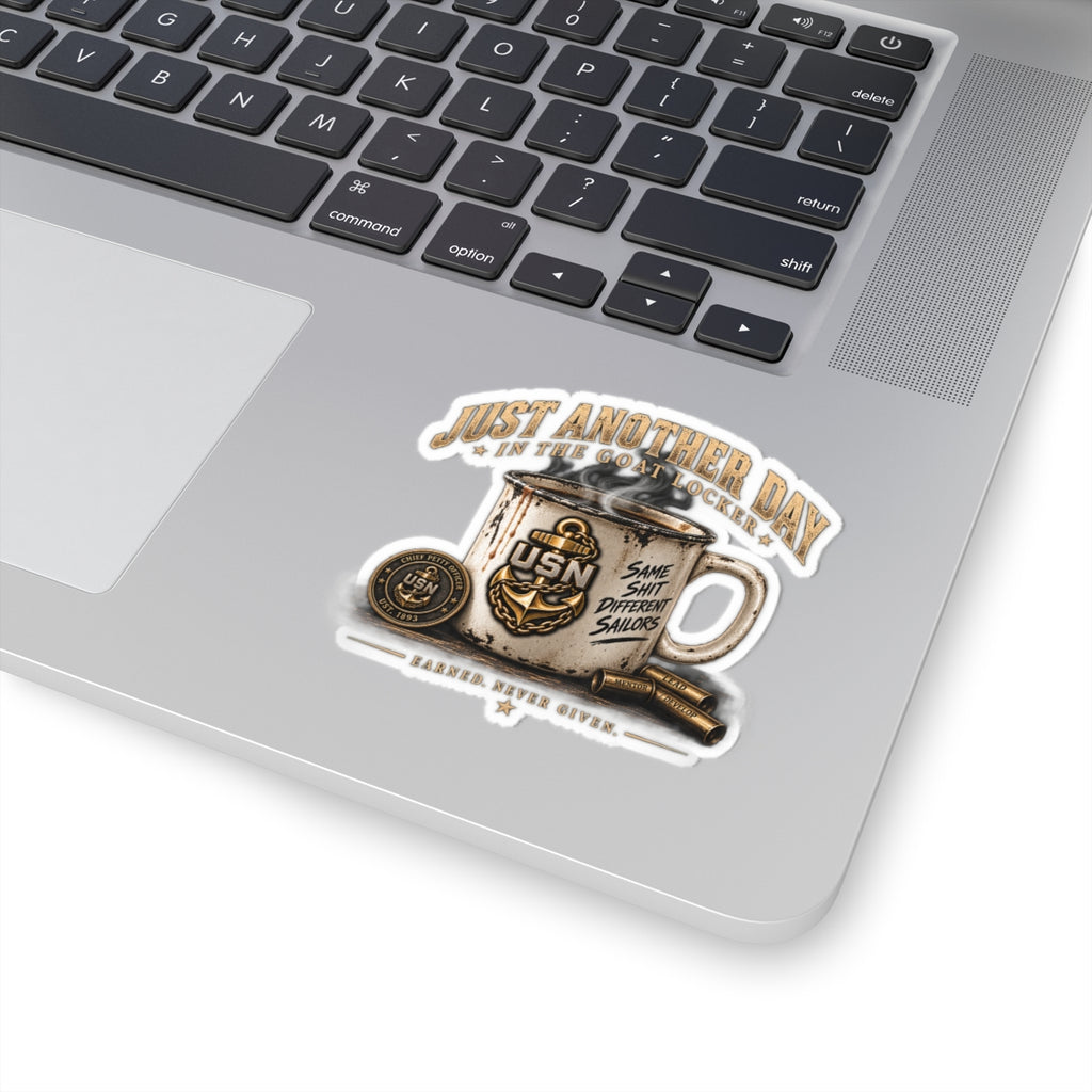 Kiss-Cut Stickers - "Just Another Day in the Goat Locker" USN Coffee Mug Design