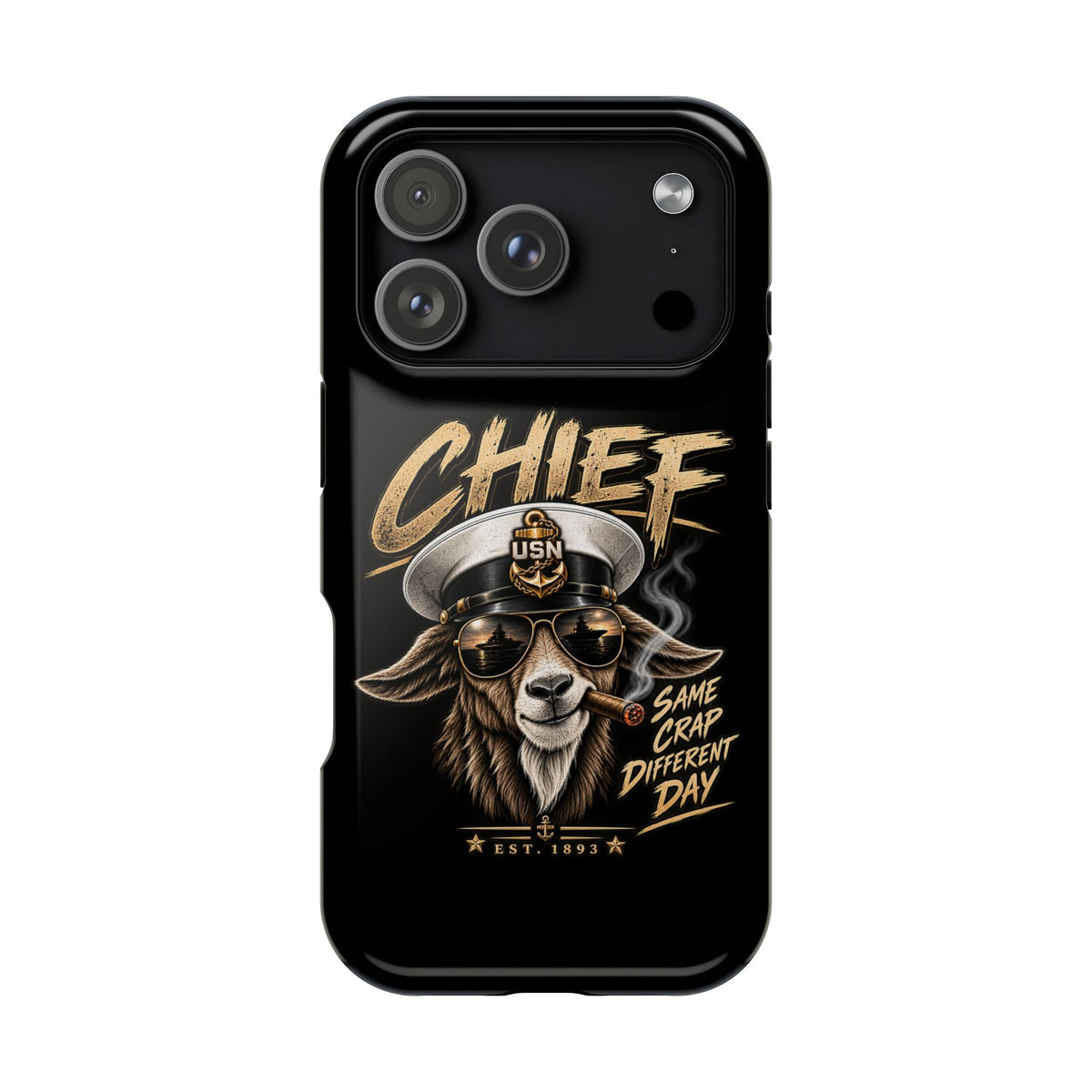 Phone Case — 'Chief' Goat Pilot Design, Magnetic Impact-Resistant Case