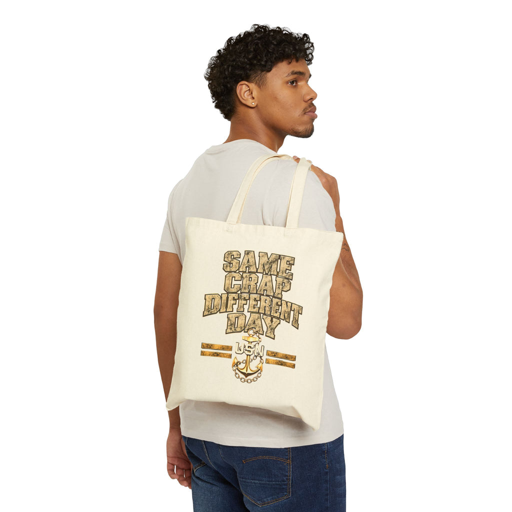 Nautical Anchor Canvas Tote — Captain’s Wheel & Anchors Cotton Beach Bag