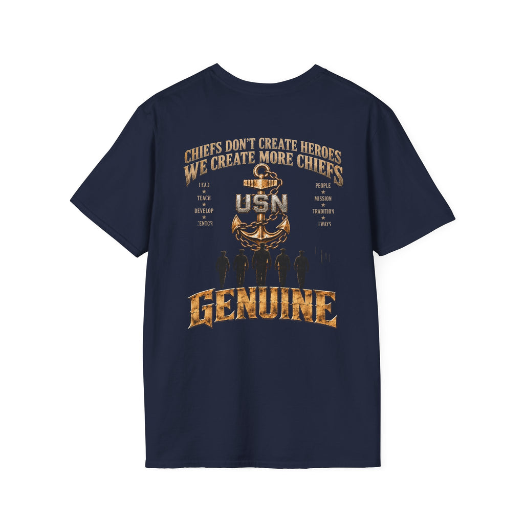 USN Chief Anchor T-Shirt — "Genuine" Navy Chiefs Veteran Tee
