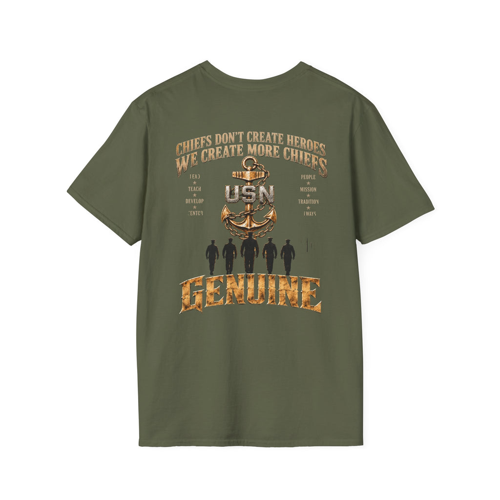 USN Chief Anchor T-Shirt — "Genuine" Navy Chiefs Veteran Tee