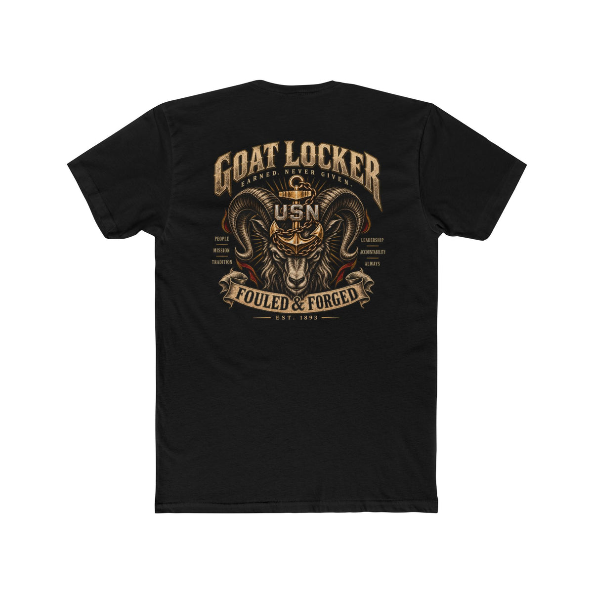 Goat Locker USN T-Shirt — Navy Devil Ram Graphic "Goat Locker" Tee