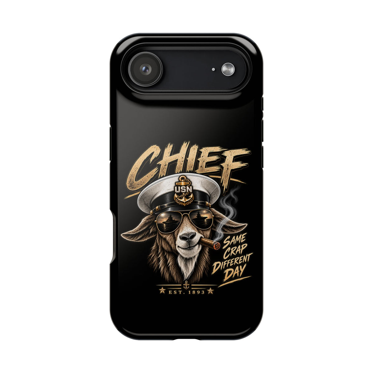 Phone Case — 'Chief' Goat Pilot Design, Magnetic Impact-Resistant Case