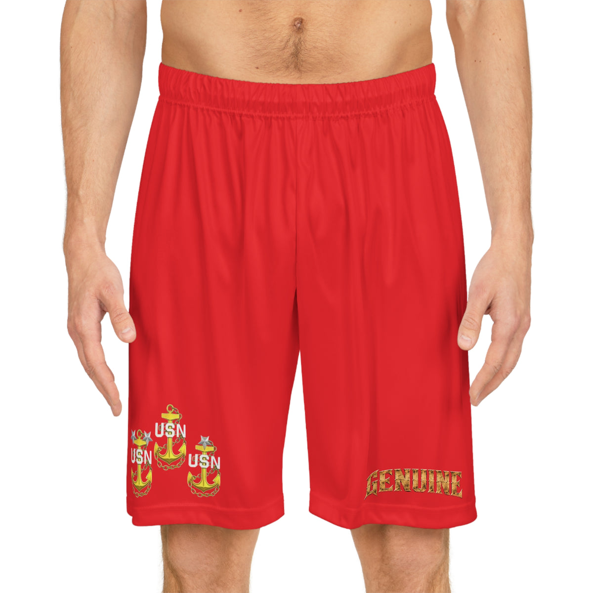 Genuine USN Anchor Basketball Shorts — Military-Inspired Athletic AOP Shorts