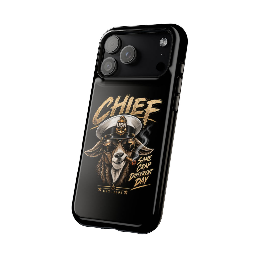 Phone Case — 'Chief' Goat Pilot Design, Magnetic Impact-Resistant Case