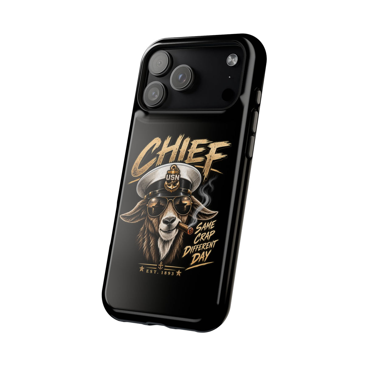 Phone Case — 'Chief' Goat Pilot Design, Magnetic Impact-Resistant Case