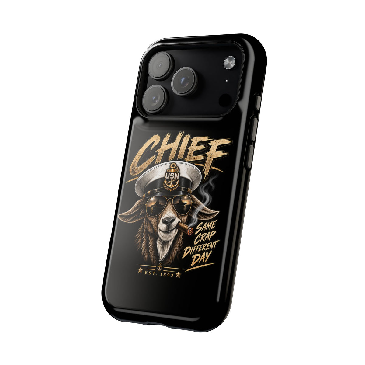 Phone Case — 'Chief' Goat Pilot Design, Magnetic Impact-Resistant Case