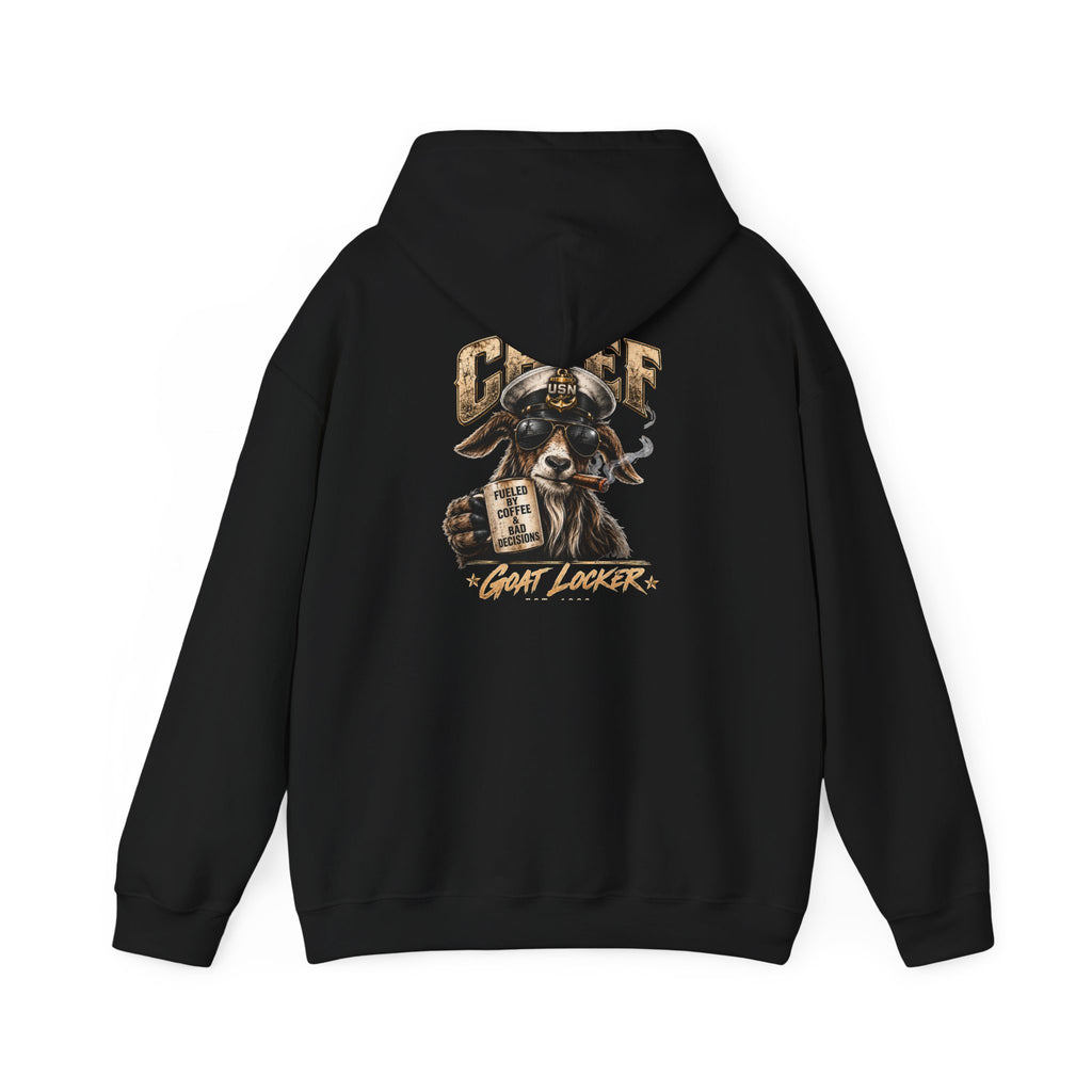 Chief Goat Locker Hoodie — Vintage Ram Skull Graphic Sweatshirt