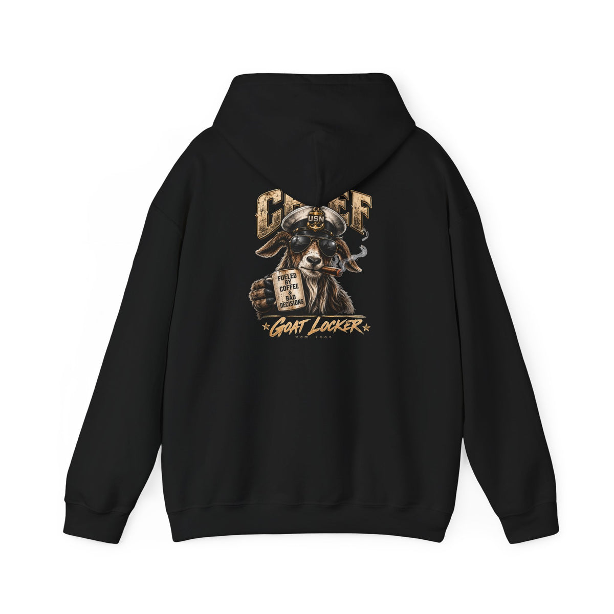 Chief Goat Locker Hoodie — Vintage Ram Skull Graphic Sweatshirt