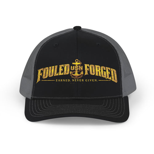 Fouled & Forged Anchor Trucker Cap — 'Faster, Never Given' Vintage Nautical Snapback