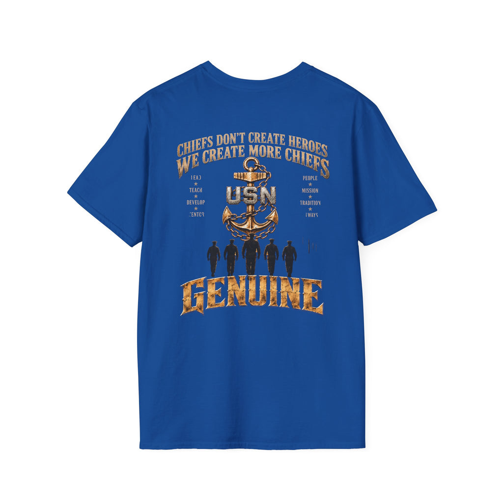 USN Chief Anchor T-Shirt — "Genuine" Navy Chiefs Veteran Tee