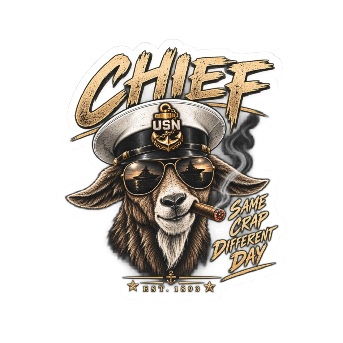 Chief Goat Sticker — "Same Crap Different Day" USN Cigar Patch