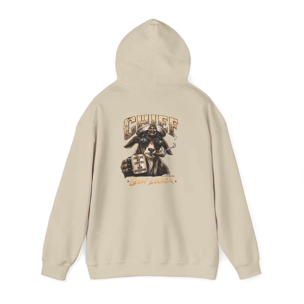 Chief Goat Locker Hoodie — Vintage Ram Skull Graphic Sweatshirt