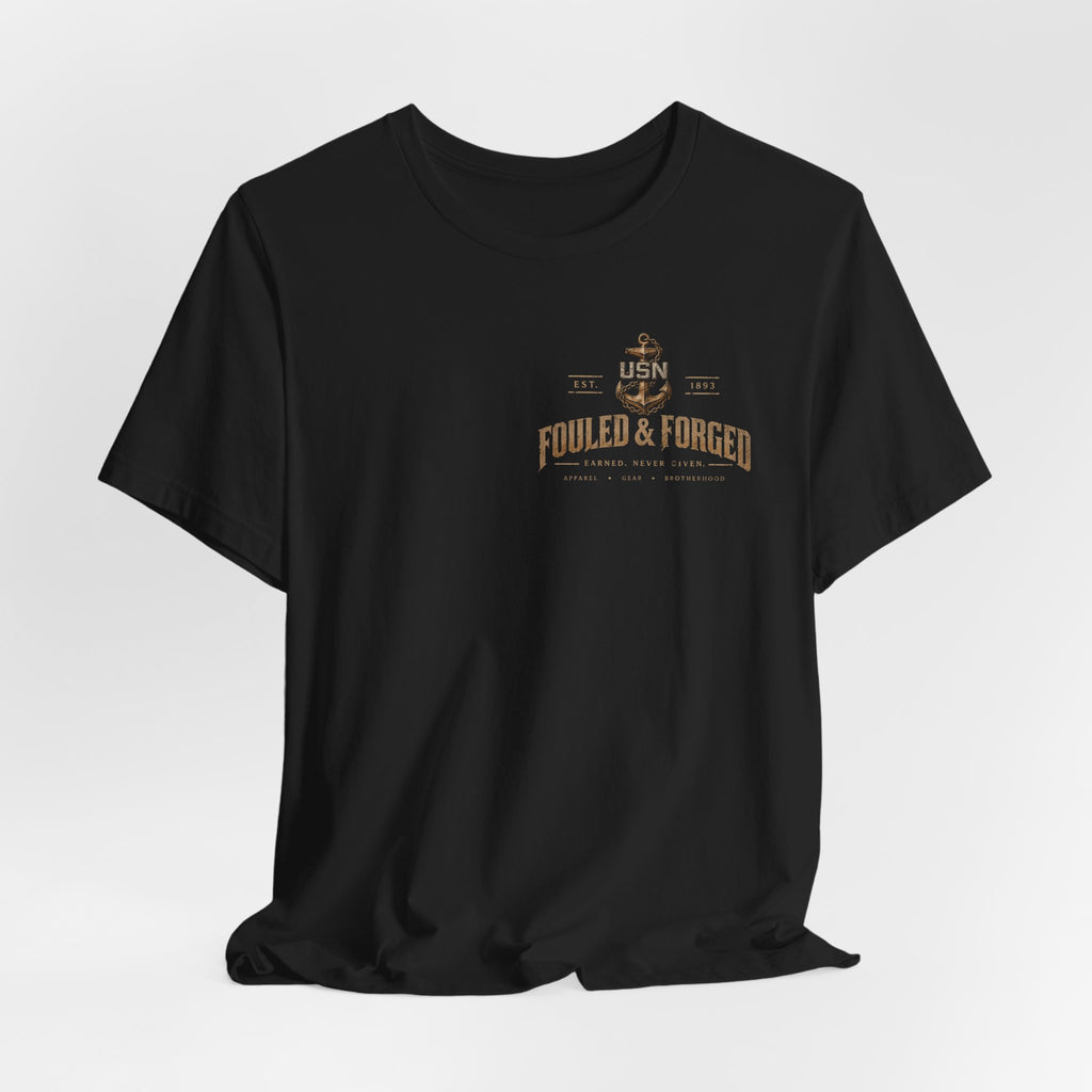 USN Chiefs T-Shirt — "Calm Seas Don't Forge Chiefs" Navy Veteran Tee