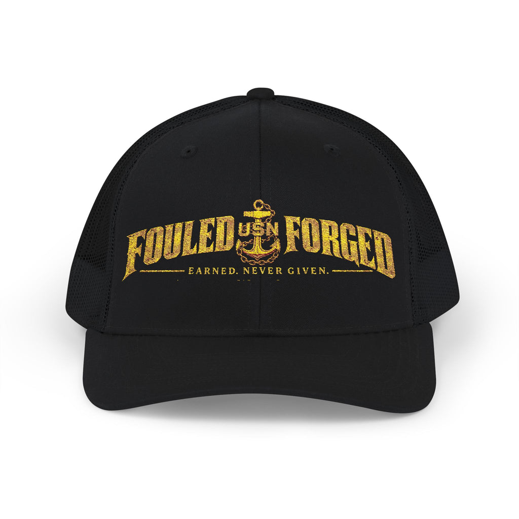 Fouled & Forged Anchor Trucker Cap — 'Faster, Never Given' Vintage Nautical Snapback