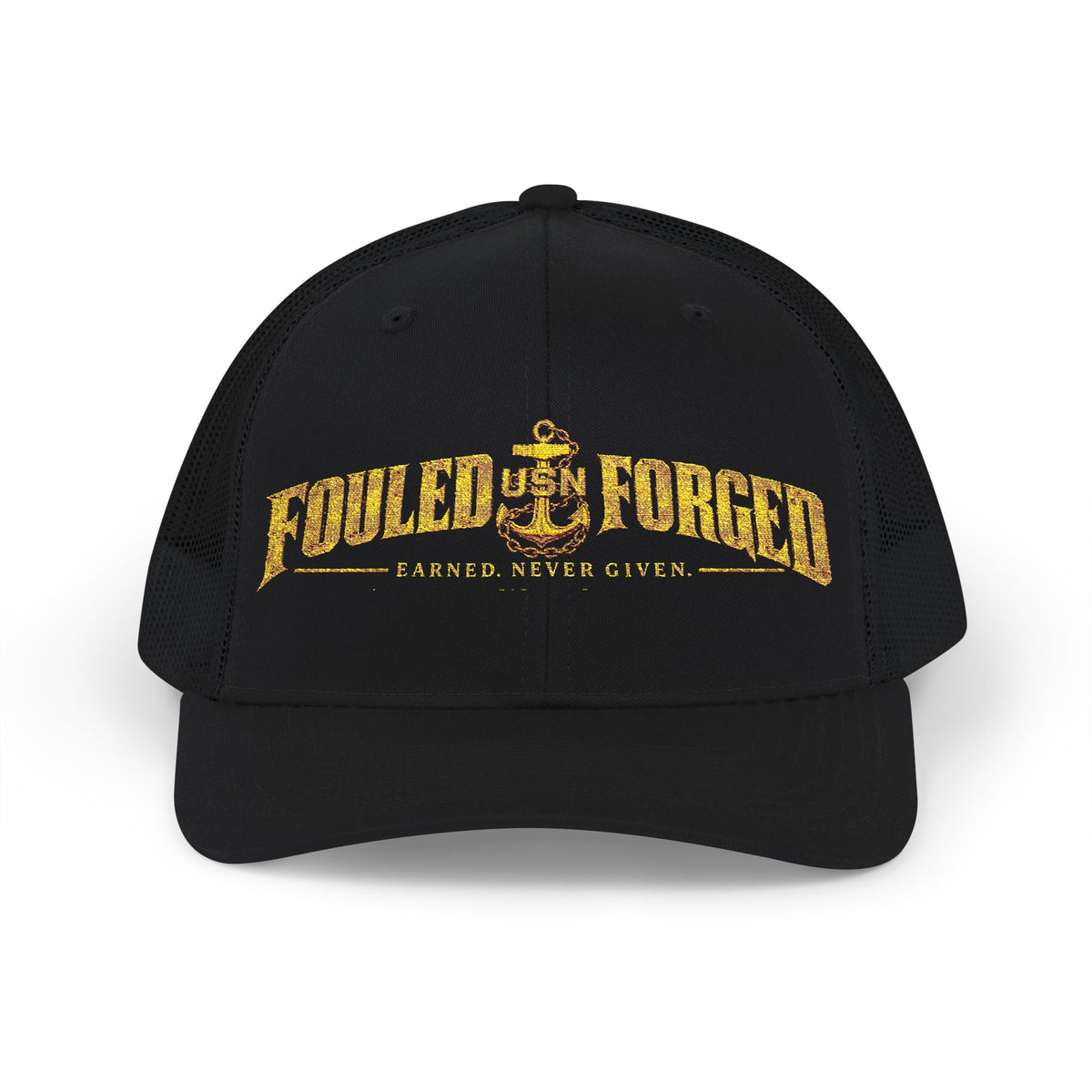 Fouled & Forged Anchor Trucker Cap — 'Faster, Never Given' Vintage Nautical Snapback