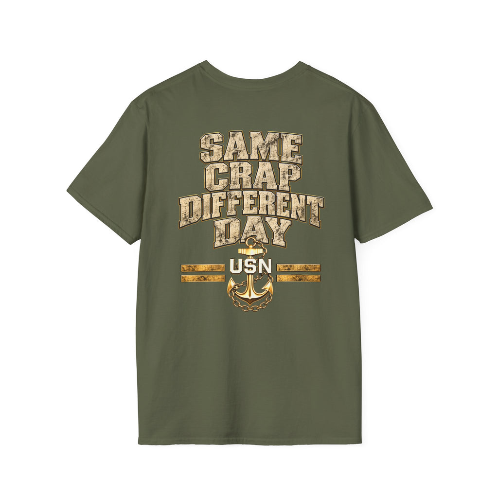 Different Day (Rick Rolled) USN T-Shirt — Navy Humor Tee with Anchor Emblem