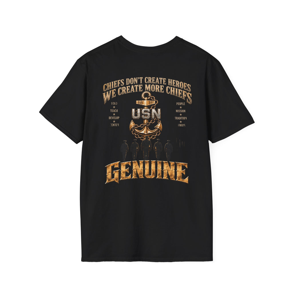 USN Chief Anchor T-Shirt — "Genuine" Navy Chiefs Veteran Tee