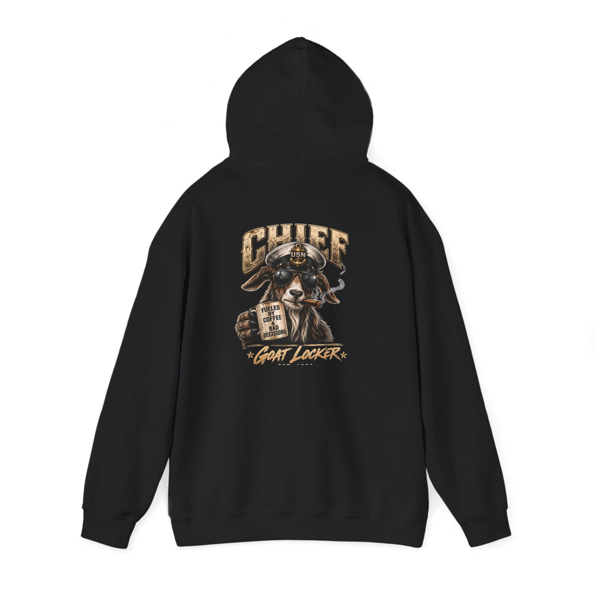 Chief Goat Locker Hoodie — Vintage Ram Skull Graphic Sweatshirt