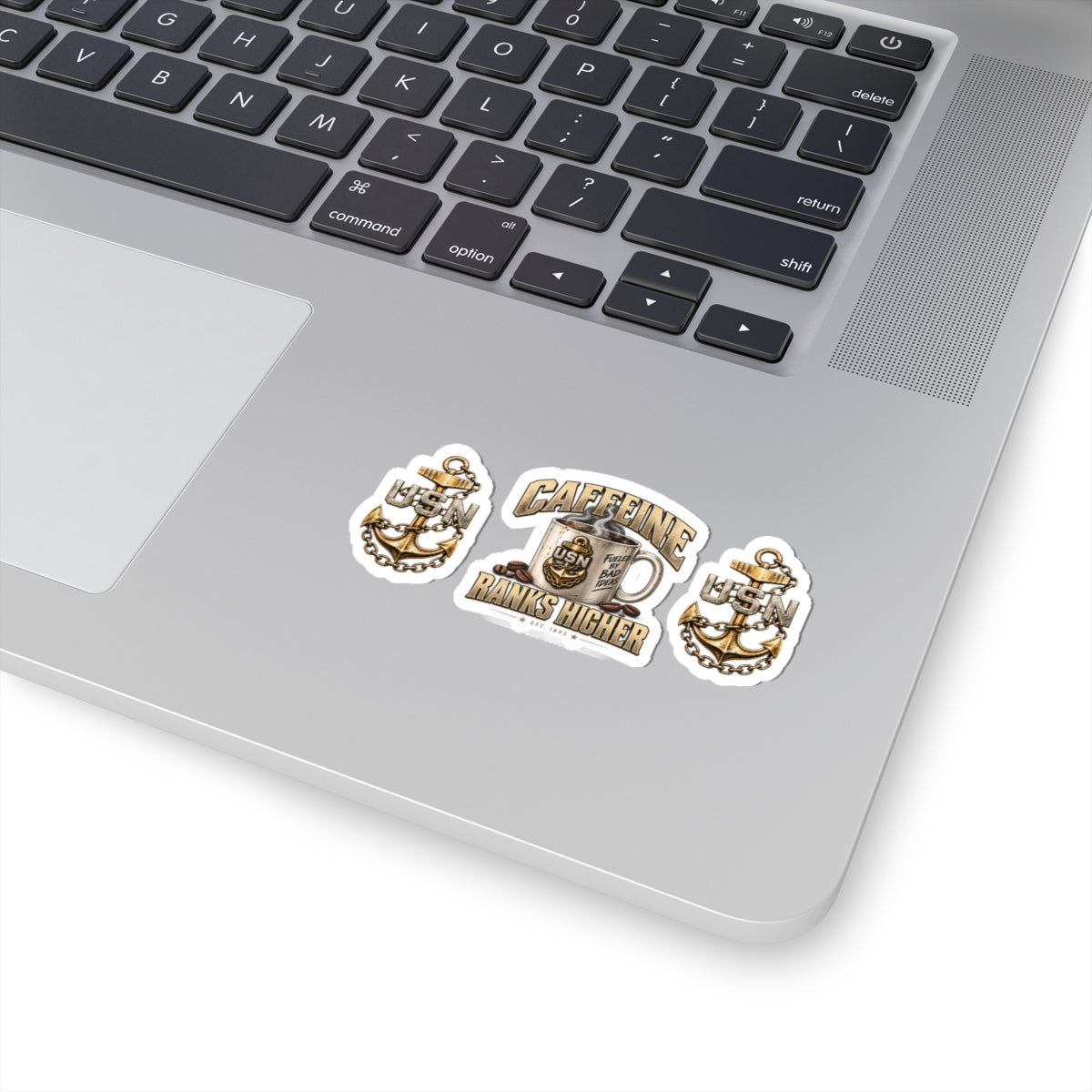 USN Coffee Sticker Pack — "Caffeine Ranks Higher" Kiss-Cut Military Stickers