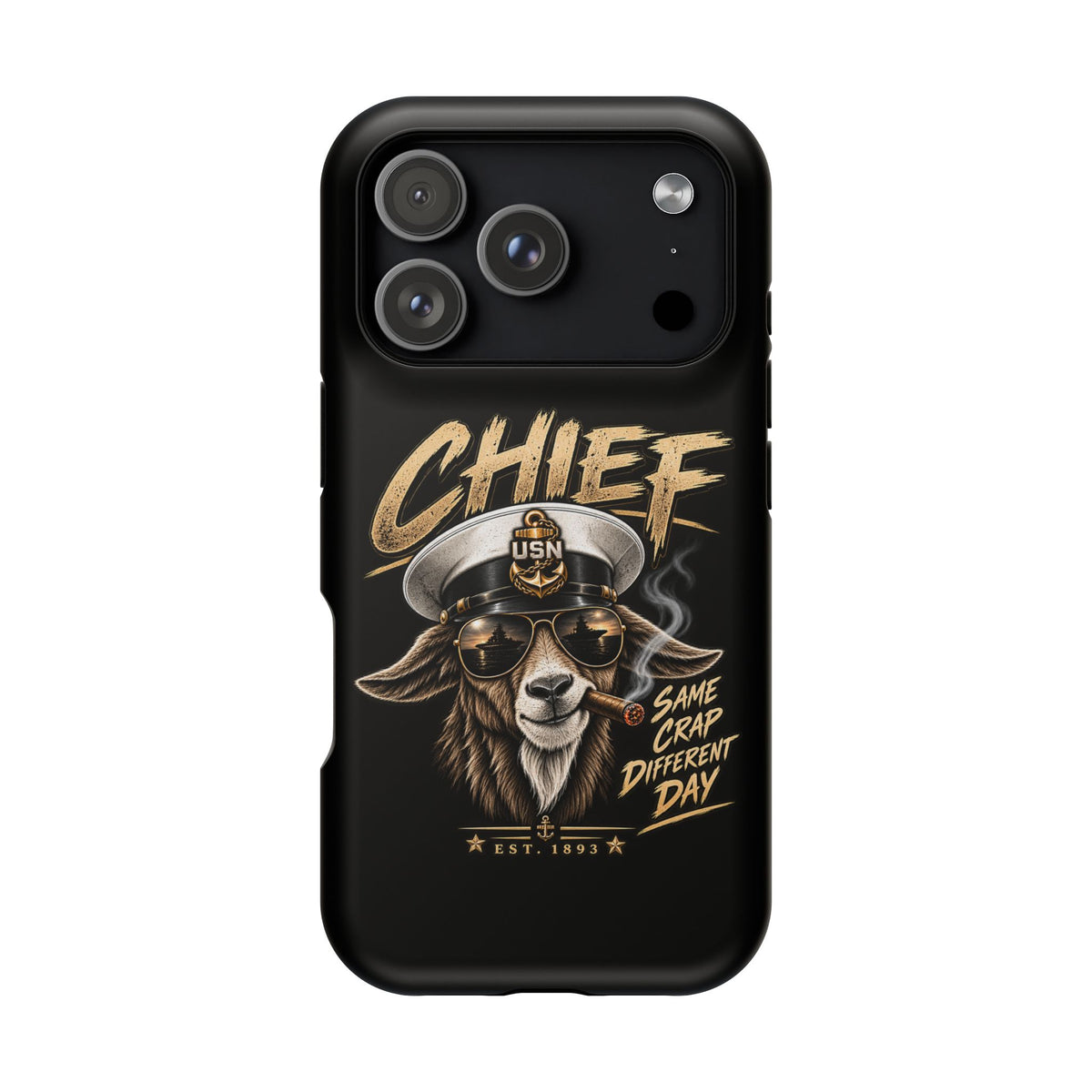 Phone Case — 'Chief' Goat Pilot Design, Magnetic Impact-Resistant Case