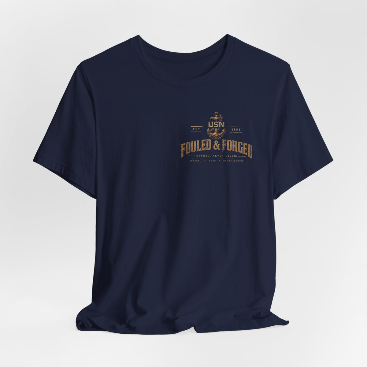 USN Chiefs T-Shirt — "Calm Seas Don't Forge Chiefs" Navy Veteran Tee