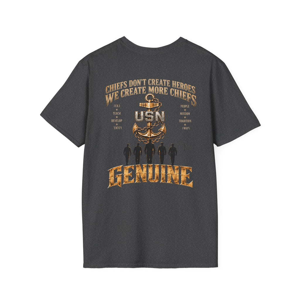 USN Chief Anchor T-Shirt — "Genuine" Navy Chiefs Veteran Tee