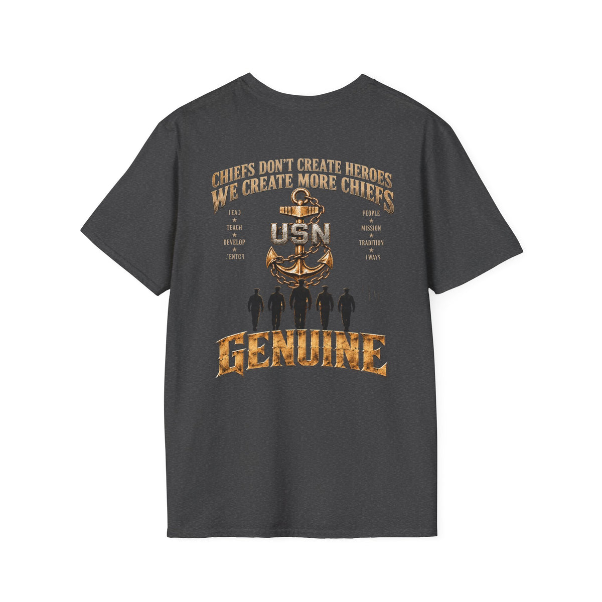 USN Chief Anchor T-Shirt — "Genuine" Navy Chiefs Veteran Tee
