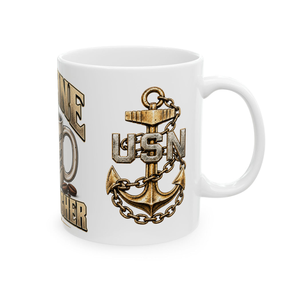 USN Coffee Mug — "Caffeine Ranks Higher" Military Navy Ceramic Mug (11oz/15oz)