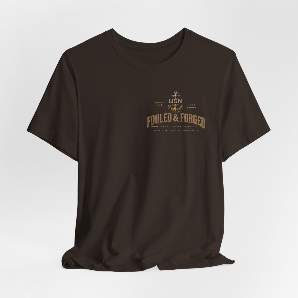 USN Chiefs T-Shirt — "Calm Seas Don't Forge Chiefs" Navy Veteran Tee