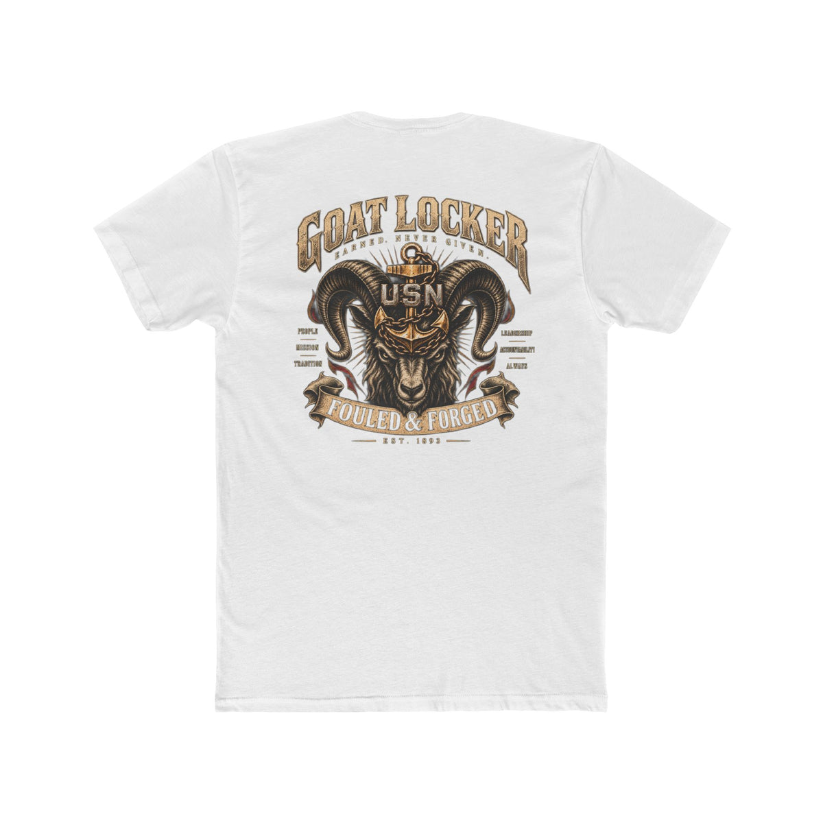 Goat Locker USN T-Shirt — Navy Devil Ram Graphic "Goat Locker" Tee