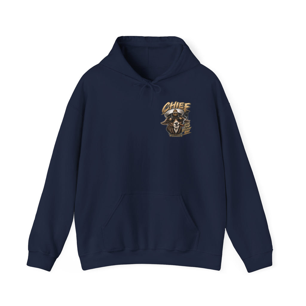 Chief Goat Locker Hoodie — Vintage Ram Skull Graphic Sweatshirt
