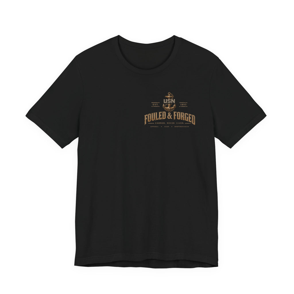 USN Chiefs T-Shirt — "Calm Seas Don't Forge Chiefs" Navy Veteran Tee