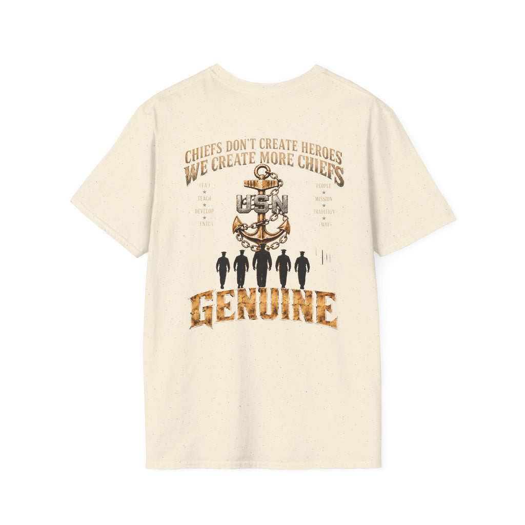 USN Chief Anchor T-Shirt — "Genuine" Navy Chiefs Veteran Tee