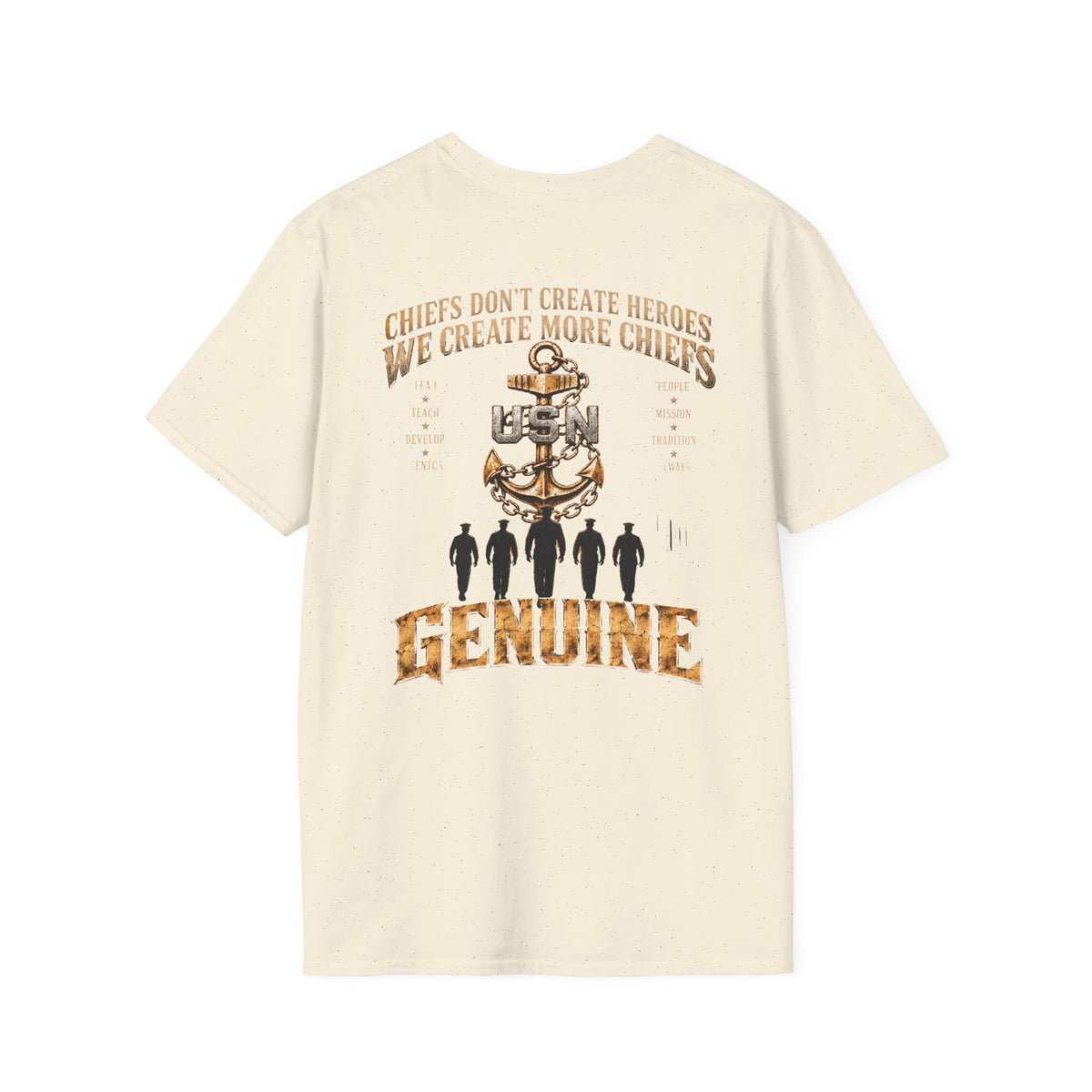 USN Chief Anchor T-Shirt — "Genuine" Navy Chiefs Veteran Tee