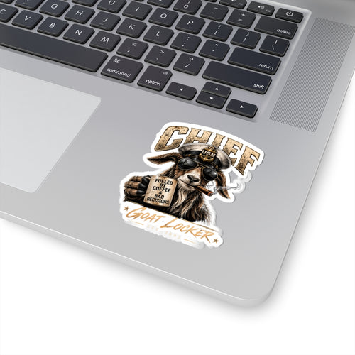 Chief Goat Sticker – "Fueled by Coffee & Bad Decisions" Kiss-Cut Vinyl Decal
