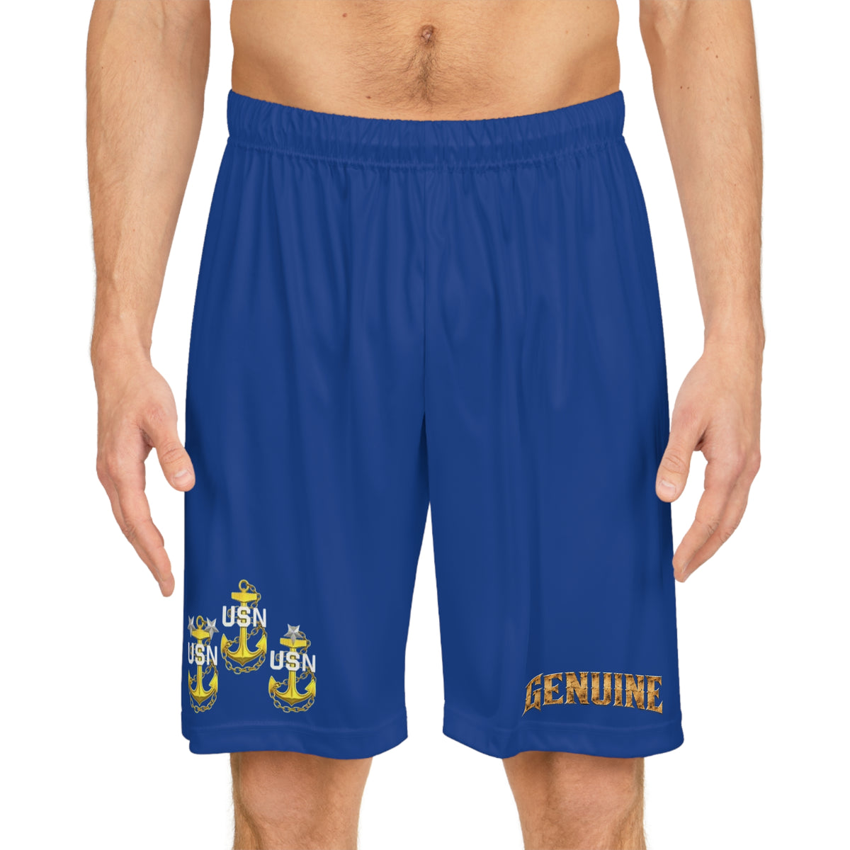Genuine USN Anchor Basketball Shorts — Military-Inspired Athletic AOP Shorts