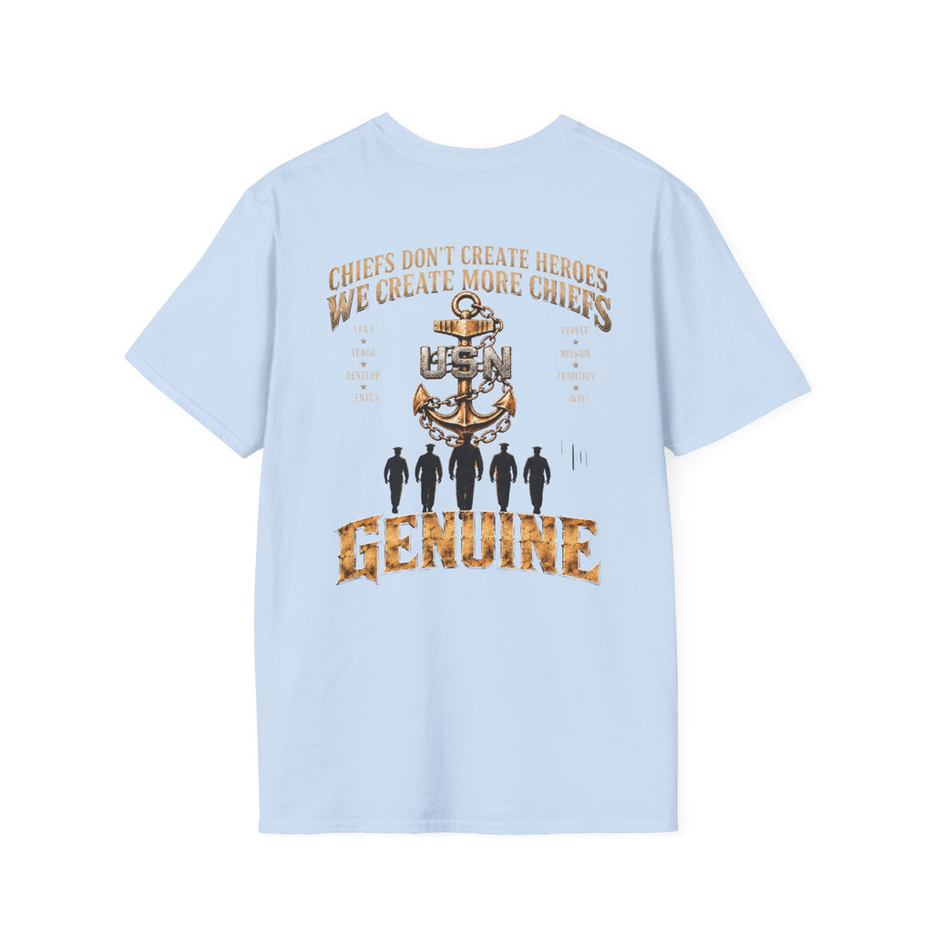 USN Chief Anchor T-Shirt — "Genuine" Navy Chiefs Veteran Tee